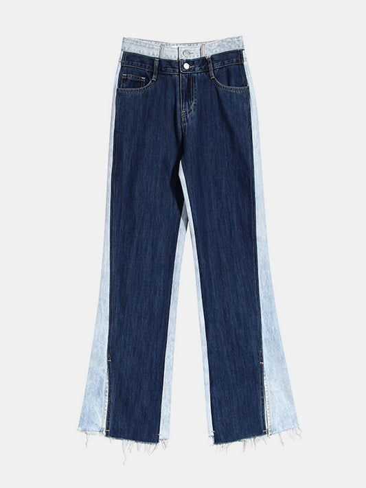 contrast frayed jeans