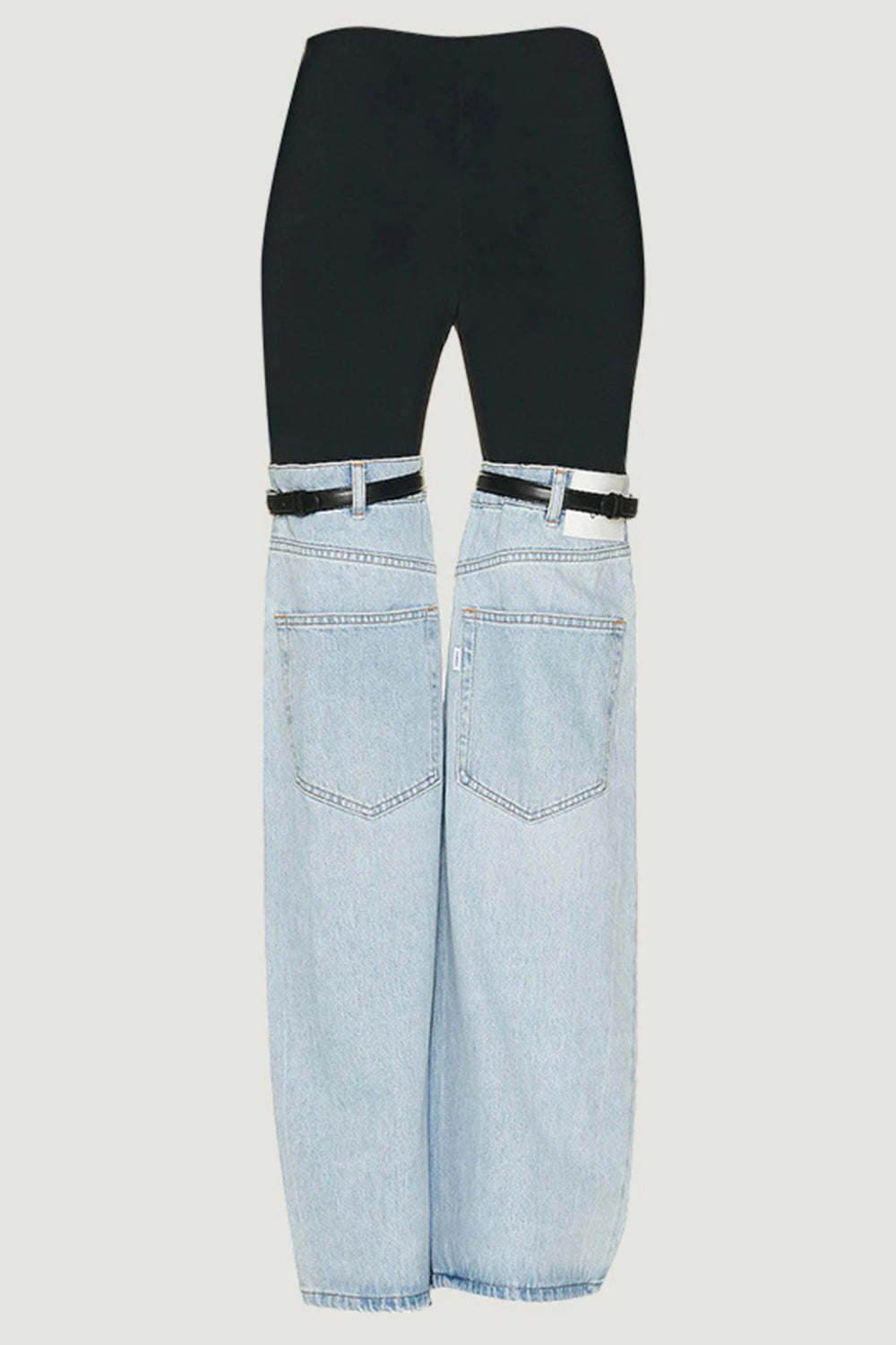 patchwork jeans with pockets