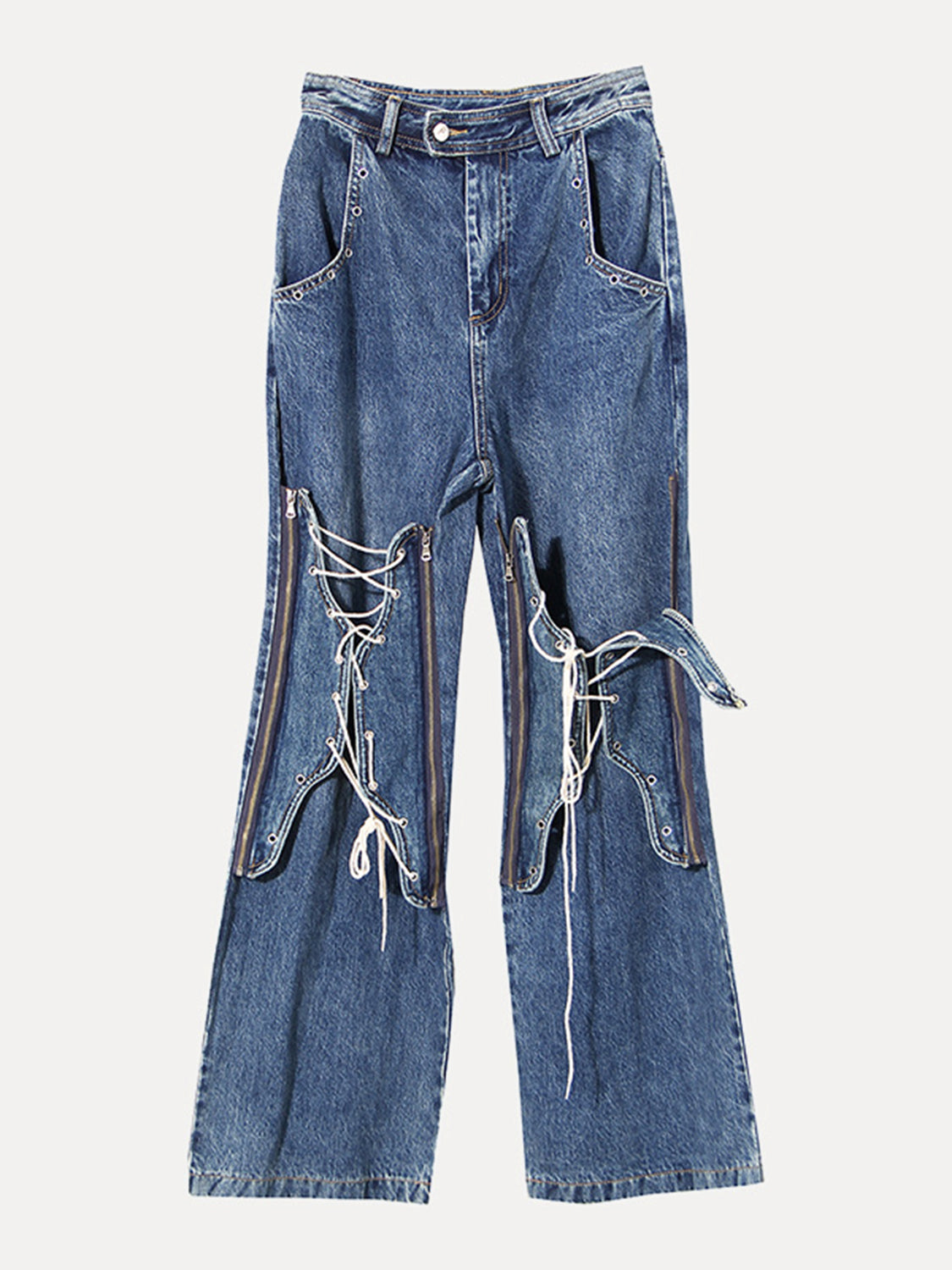 lace up tie bootcut jeans