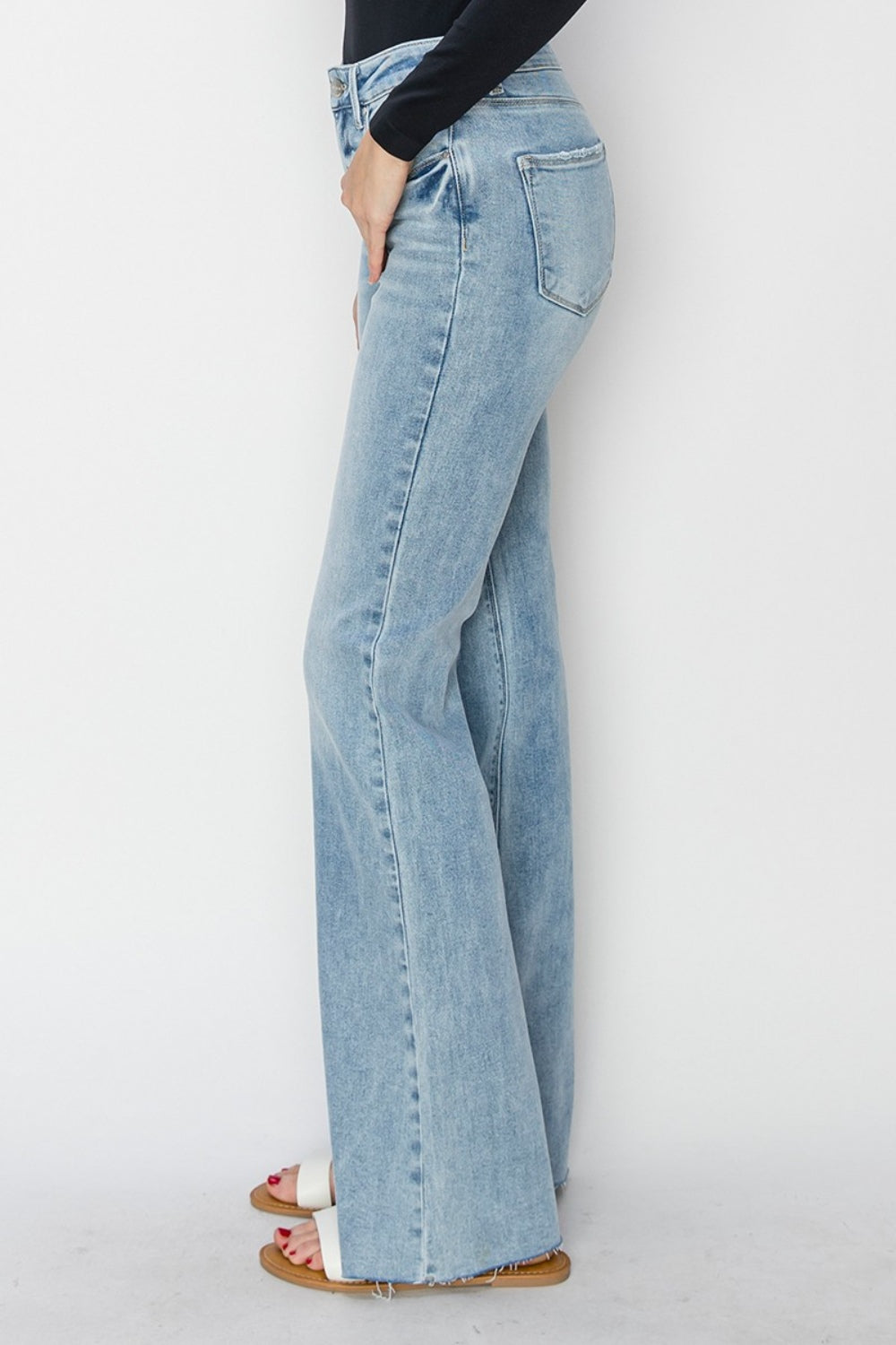 bootcut raw cut hem jeans