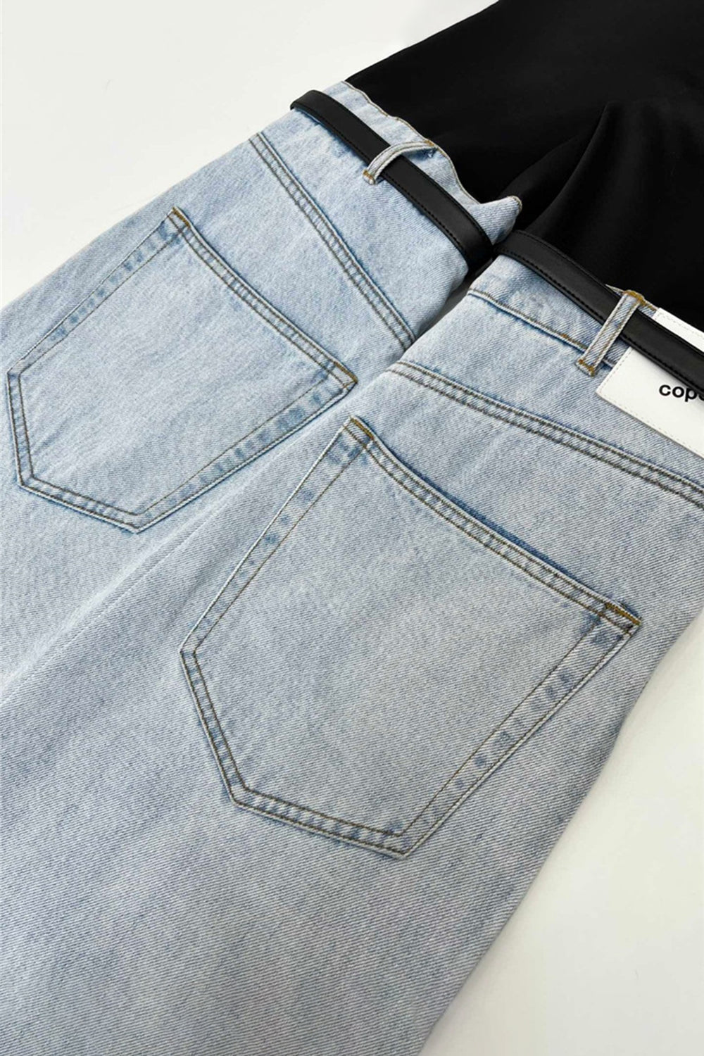 patchwork jeans with pockets