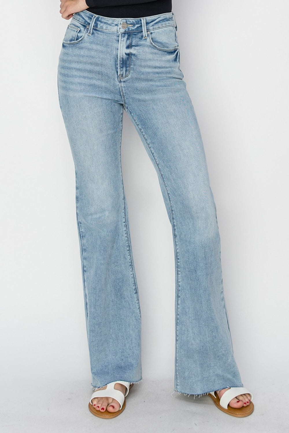 bootcut raw cut hem jeans