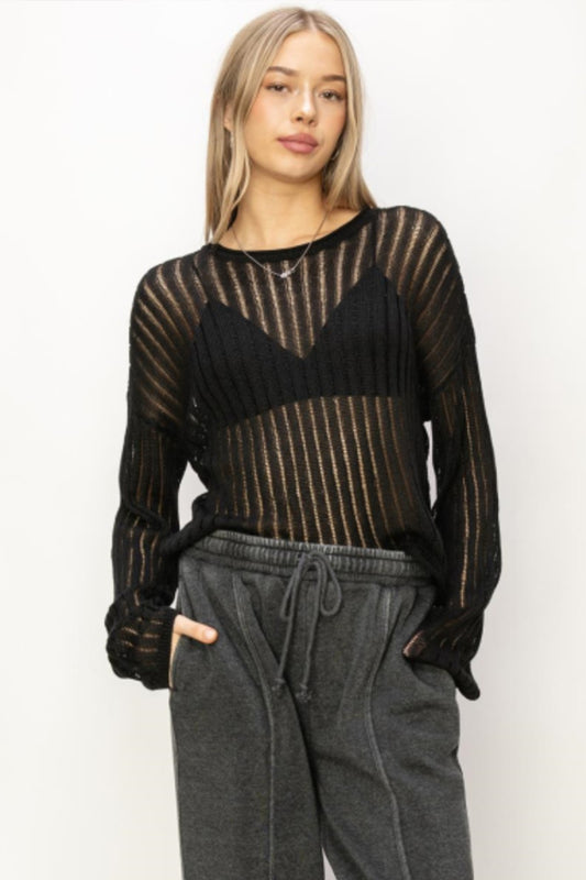 open work ribbed top