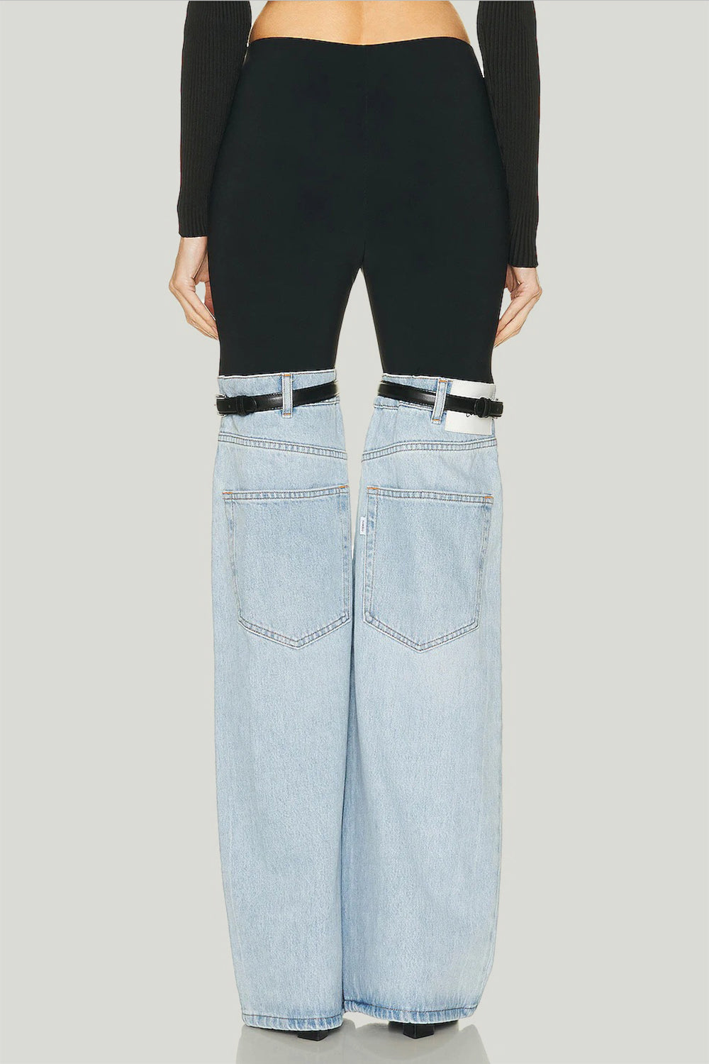 patchwork jeans with pockets